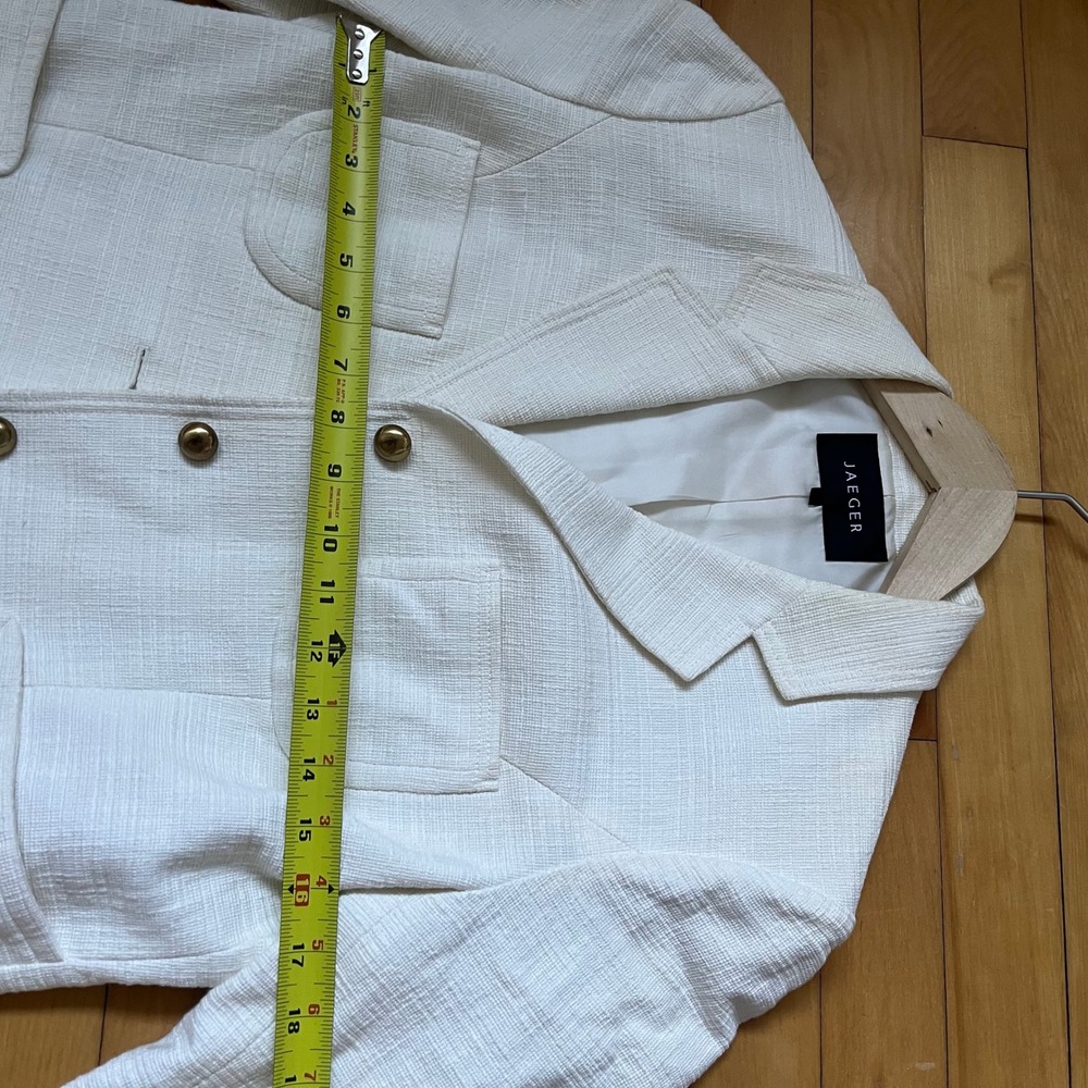 Jaeger Cream Textured Tailored Blazer Jacket Brass Buttons Notched Lapel - Picture 8 of 8